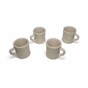 VICTOR Set Of 4 Restaurant Diner Ivory Ceramic Coffee Mugs 8 Oz Vintage Cup
